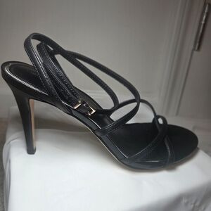 White House Black Market Black Strappy Heels